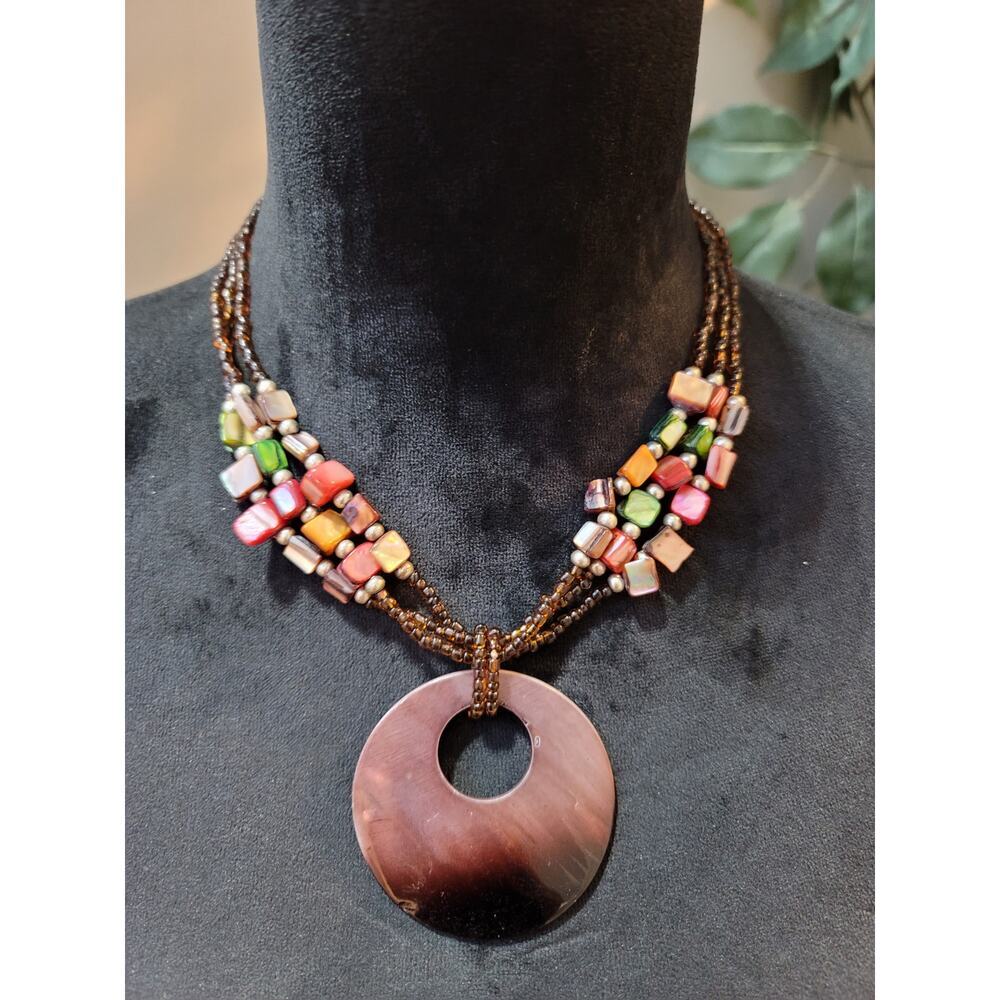 Women's Multicolor Chunky Beaded Choker Necklace With Lobster Clasp Closure